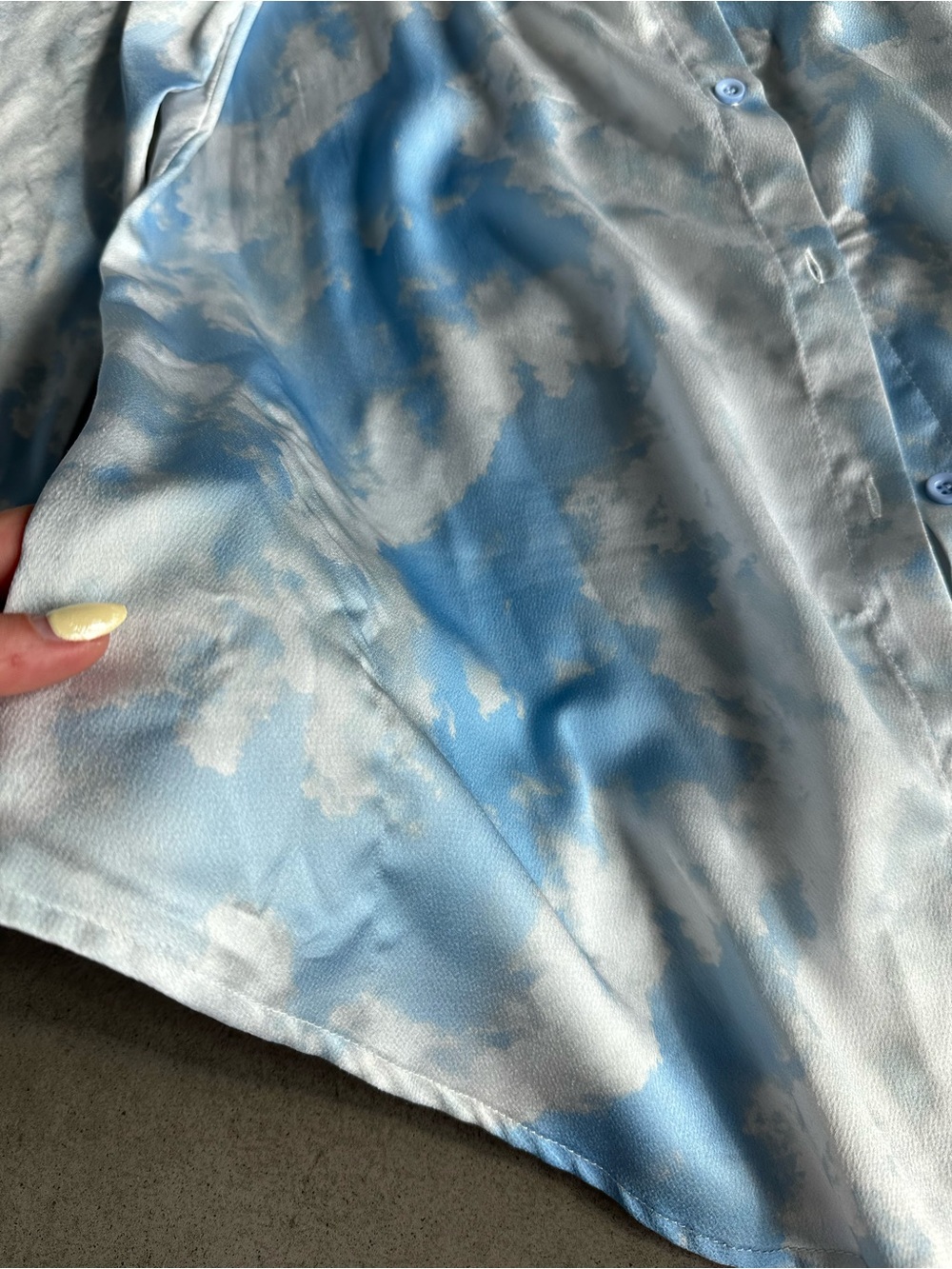 AKIRA Sky-Print Satin Corset Dress in Light Blue - Picture 12 of 17